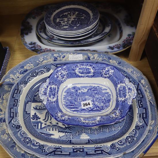 A quantity of Victorian and later blue and white and other pottery